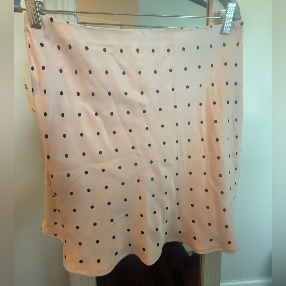 Anthropologie Tilda Polka Dot Skirt in light Pink / blush & Black. New with tags